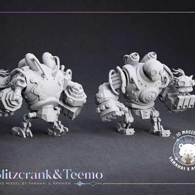 Blitzcrank and Teemo Diorama Resin Figure 1/8 1/6 Unpainted Hand-Painted Fan Art