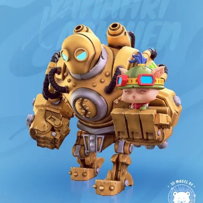 Blitzcrank and Teemo Diorama Resin Figure 1/8 1/6 Unpainted Hand-Painted Fan Art