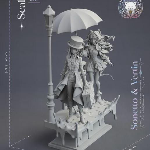 Vertin and Sonetto Resin Figure 1/8 1/6 Unpainted Hand-Painted Fan Art Uncategorized resin figure