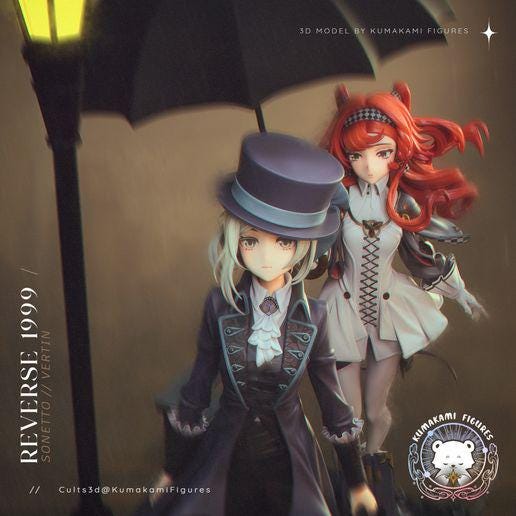 Vertin and Sonetto Resin Figure 1/8 1/6 Unpainted Hand-Painted Fan Art Reverse: 1999 resin figure